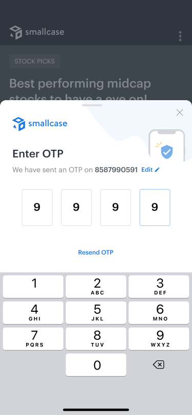 Enter the OTP via smallcase 