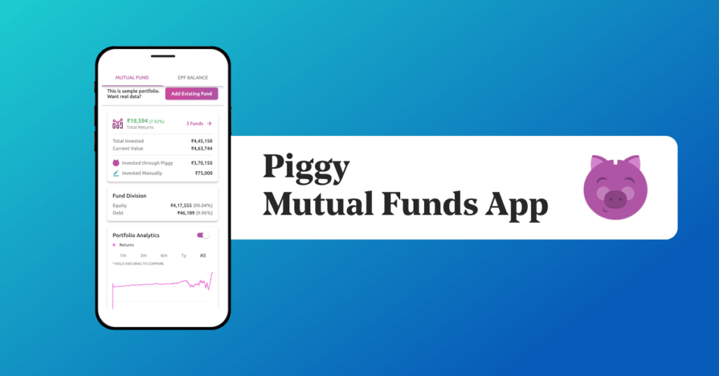 Piggy, one of the best mutual fund app gives 1.5% extra returns every year. 