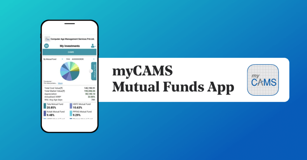 myCAMS mutual funds mobile app has multiple functionalities. 